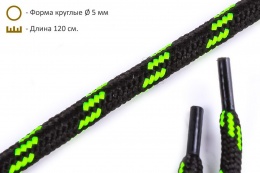 Шнурки круглые 5мм*120см чёрно-зеленый