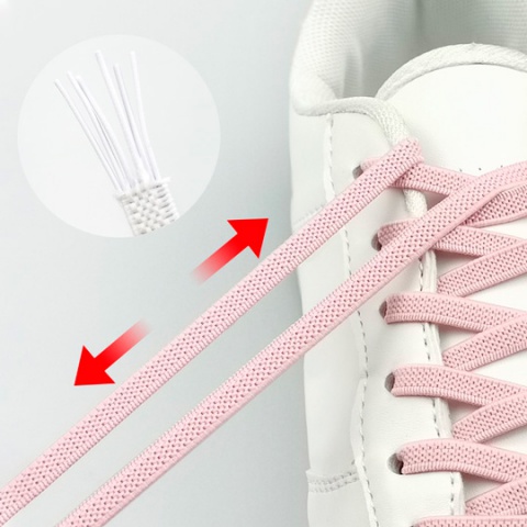 Шнурки эластичные с фиксатором плоские (7мм) 100 см розовые