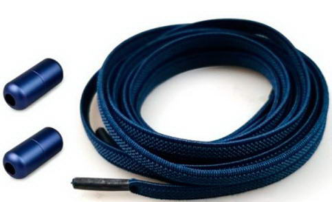 Шнурки эластичные с фиксатором плоские (7мм) 100 см т.синие