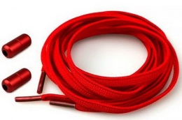 Шнурки эластичные с фиксатором плоские (7мм) 100 см красные