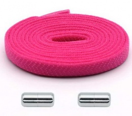 Шнурки эластичные с фиксатором плоские (7мм) 100 см ярко-розовый